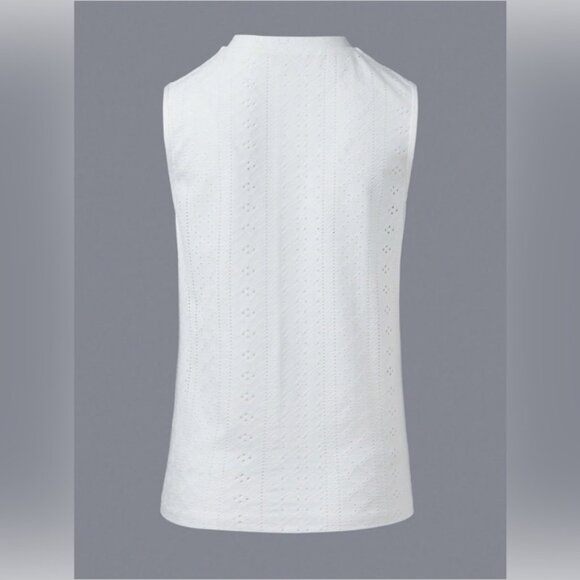Round Neck Eyelet Embroidered Tank Top White - Picture 5 of 8